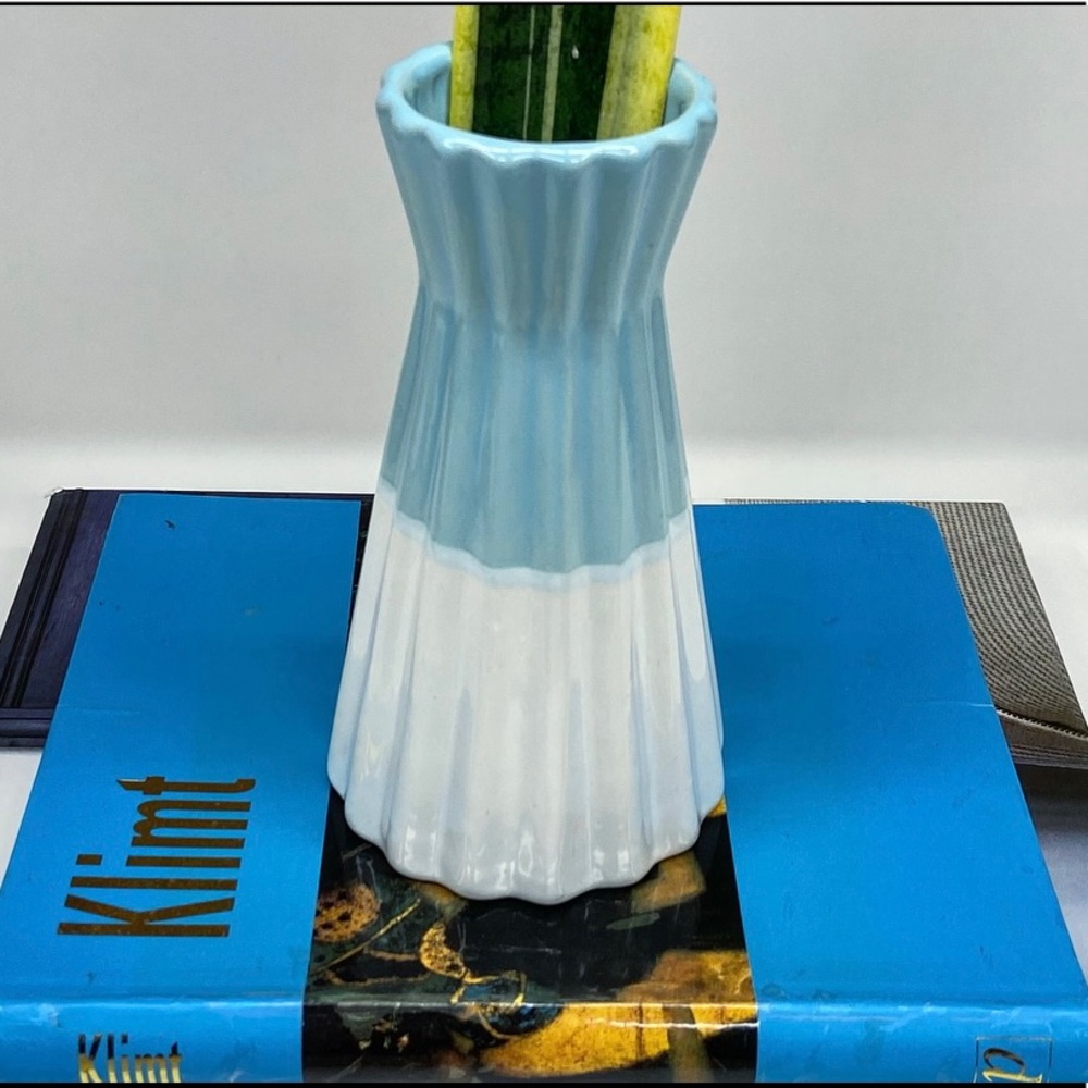 Modern Ceramic Bud Vase Two Tone Color Block